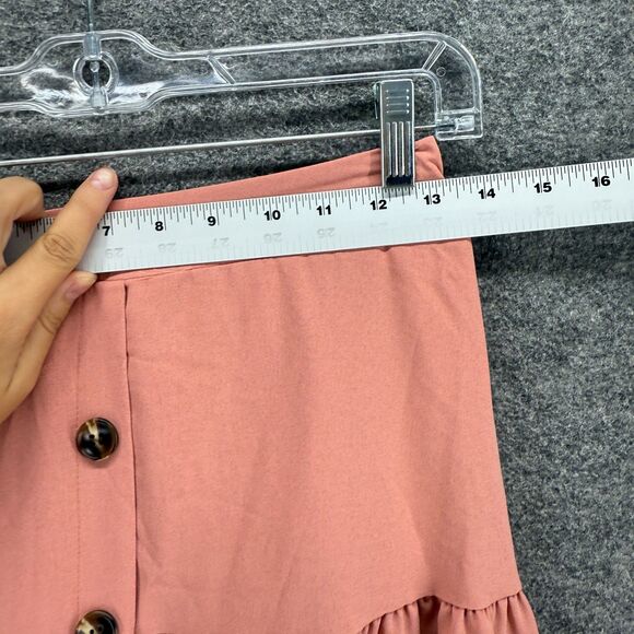 SheIn Skirt Women S Small Pink Maxi Long Button Up High Rise Elastic Waist - Picture 3 of 7